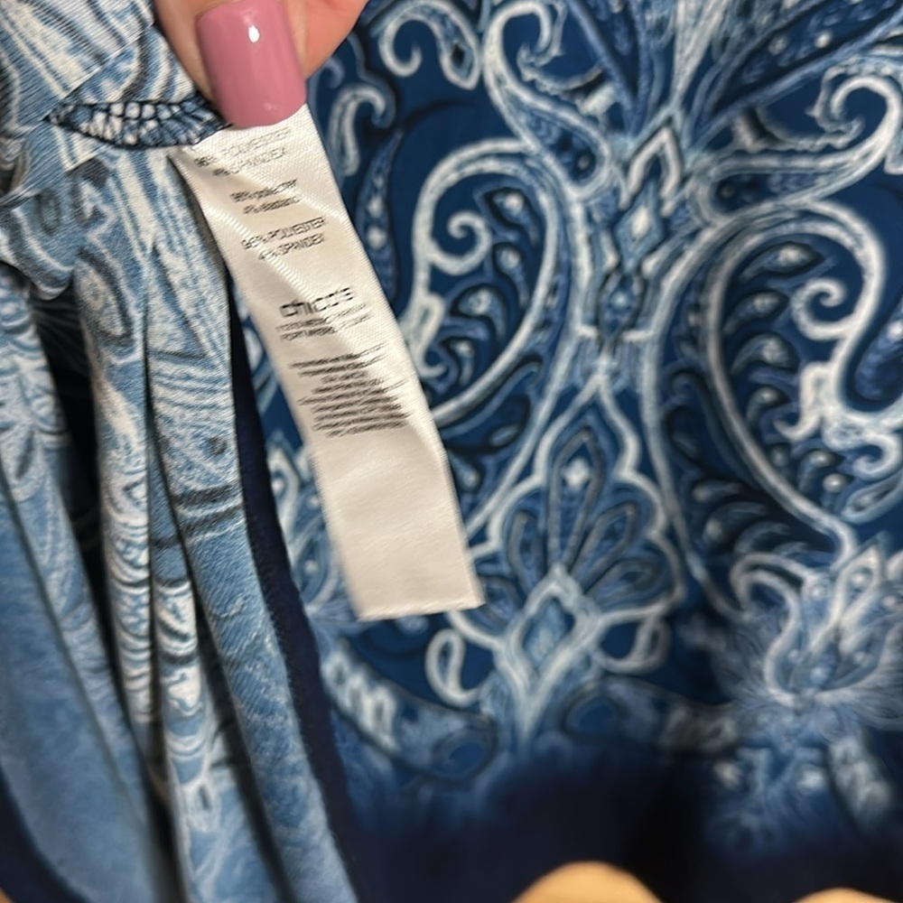 CHICOS Blue Design Women's Blouse - Picture 7 of 7